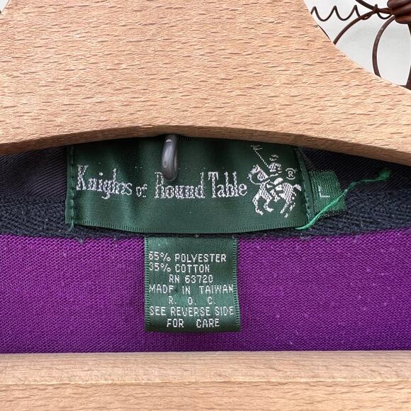 Vintage Knights of the Round Table vertical color block long sleeve polo shirt L - Picture 3 of 4